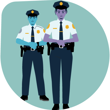 Illustration of two police officers, a woman and a man.