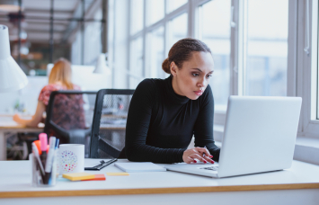 woman working on computer